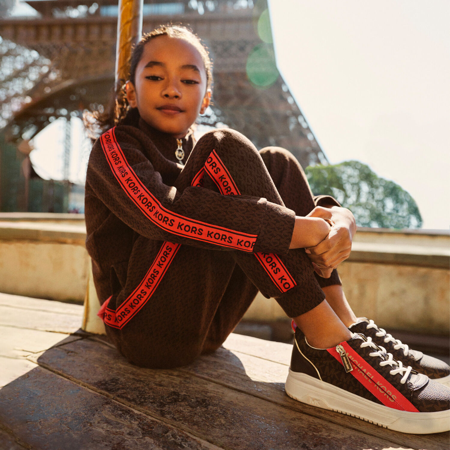 Girls Brown Logo Trainers, 1, hi-res