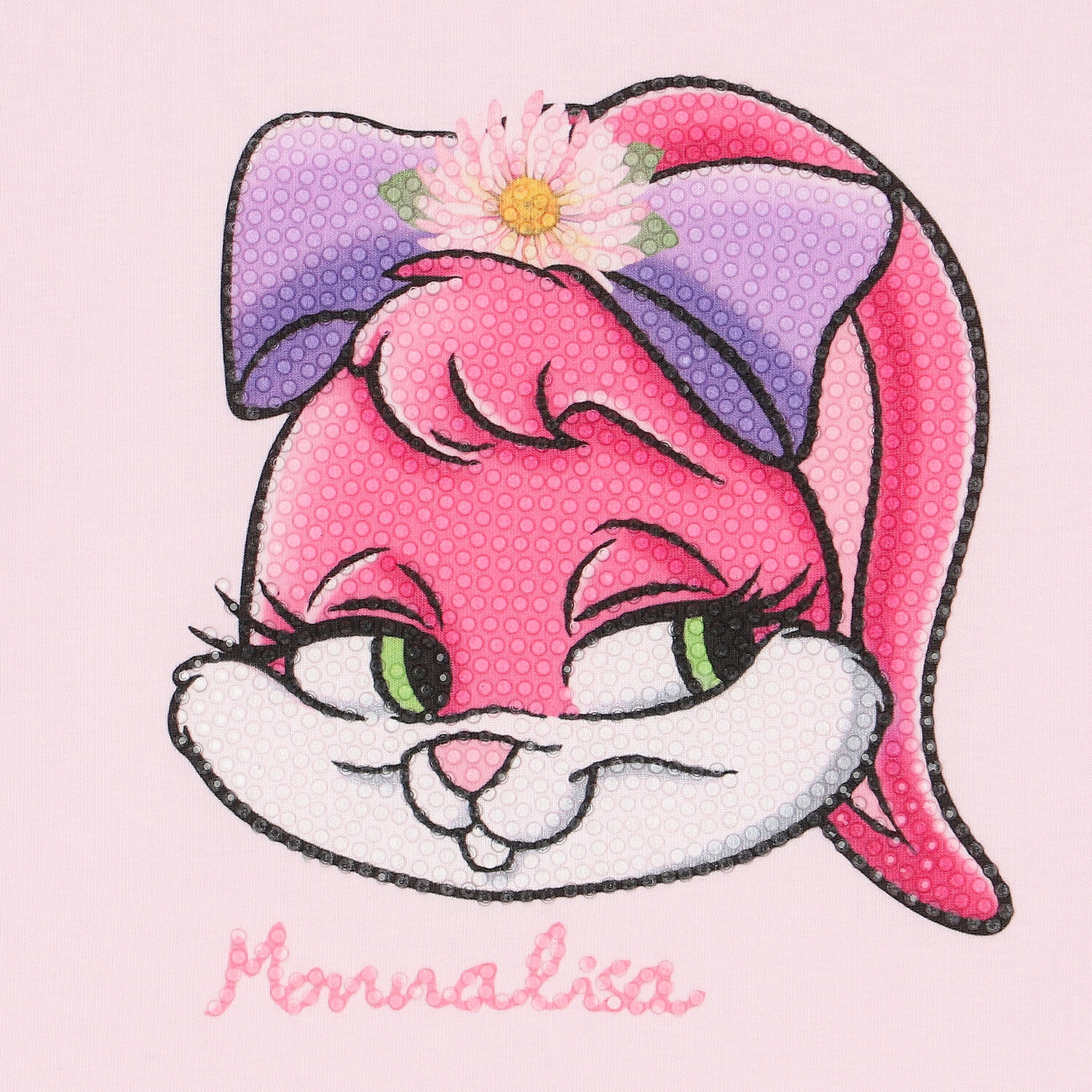 تيشيرت بطبعة الأرنب باللون الوردي للبنات, 1, hi-res