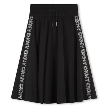 Girls Black Logo Chiffon Skirt