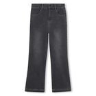 Girls Black Eyelet Denim Jeans, 1, hi-res