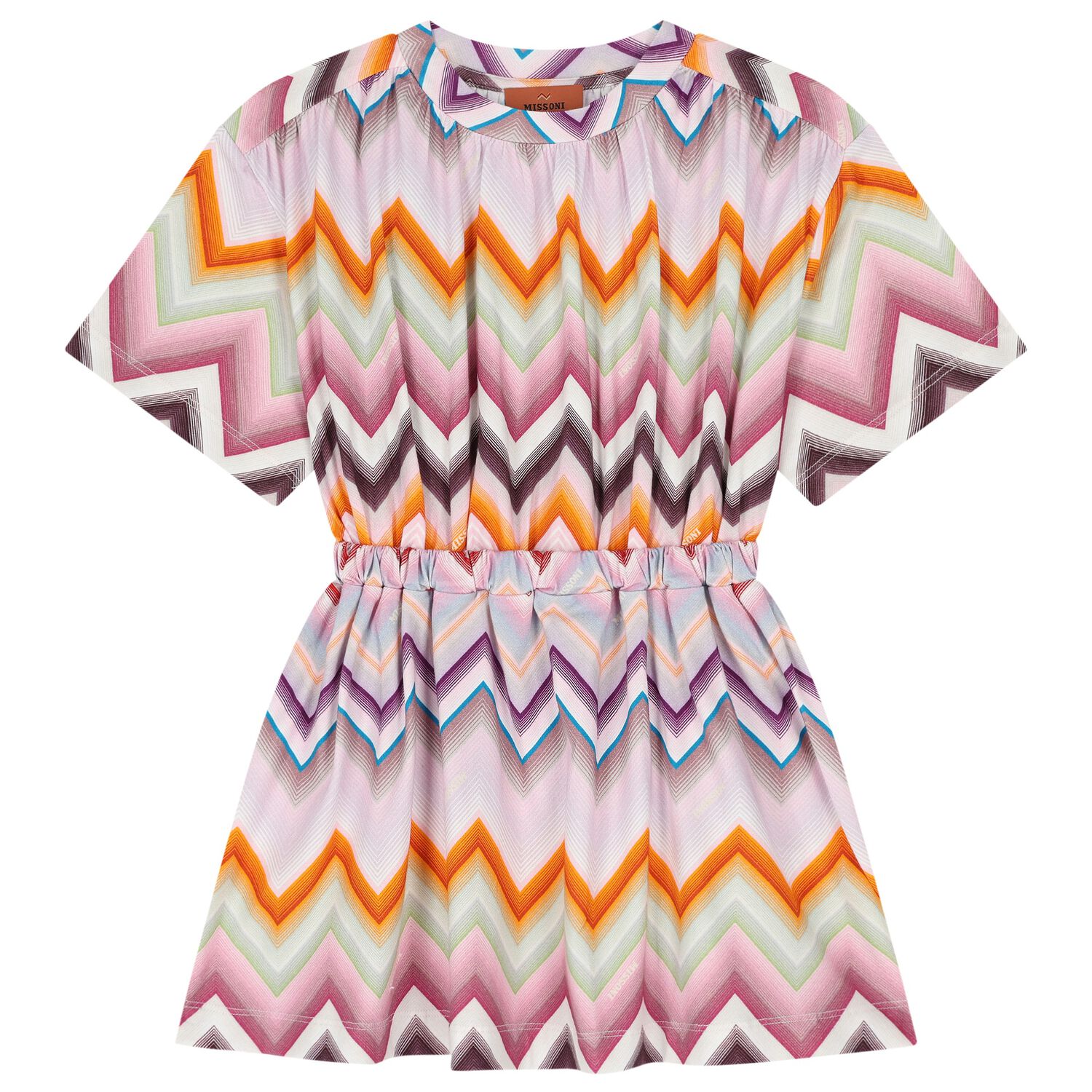 Girls Multi-Coloured Zig Zag Dress, 1, hi-res
