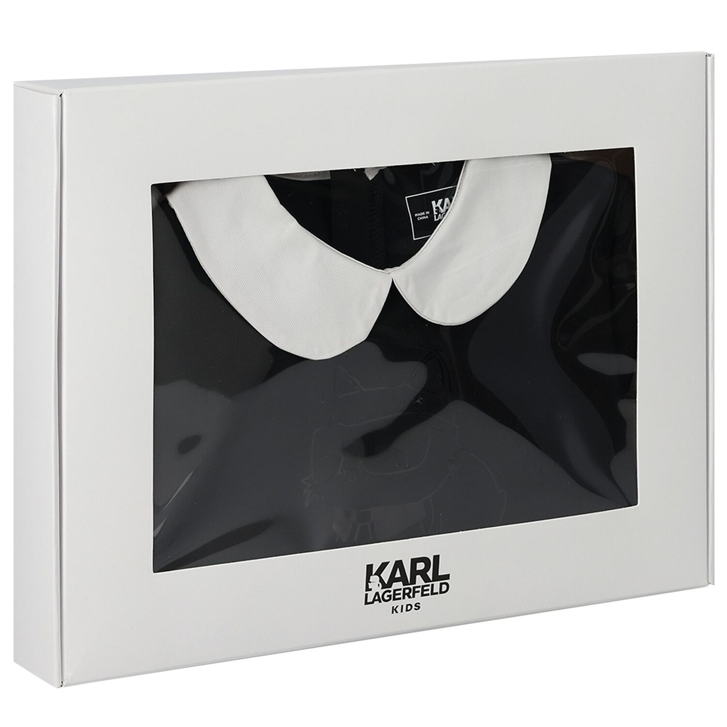 فستان بنات بشعار شوبيت باللون الأسود والأبيض , 1, hi-res image number null