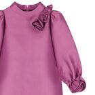 Girls Pink Flowers Satin Dress, 1, hi-res