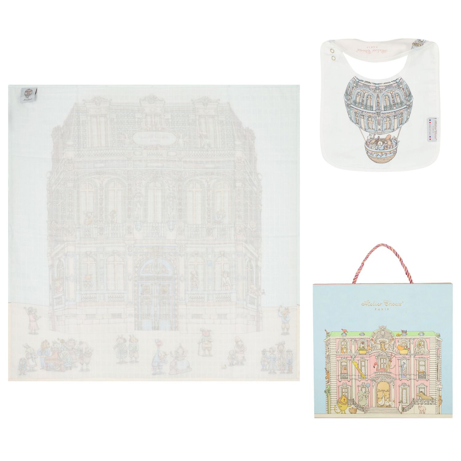 Chateau Choux Carr&eacute; Swaddle & Bib Gift Set, 1, hi-res