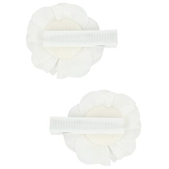 Girls White Flower Hairclips ( 2 Pack )