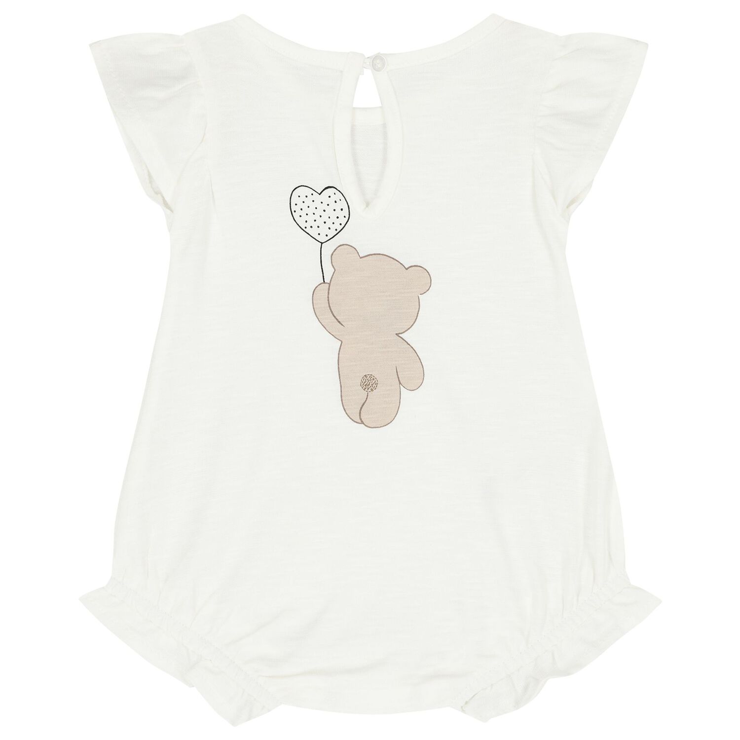 Baby Girls White Teddy Bear Romper Set, 2, hi-res