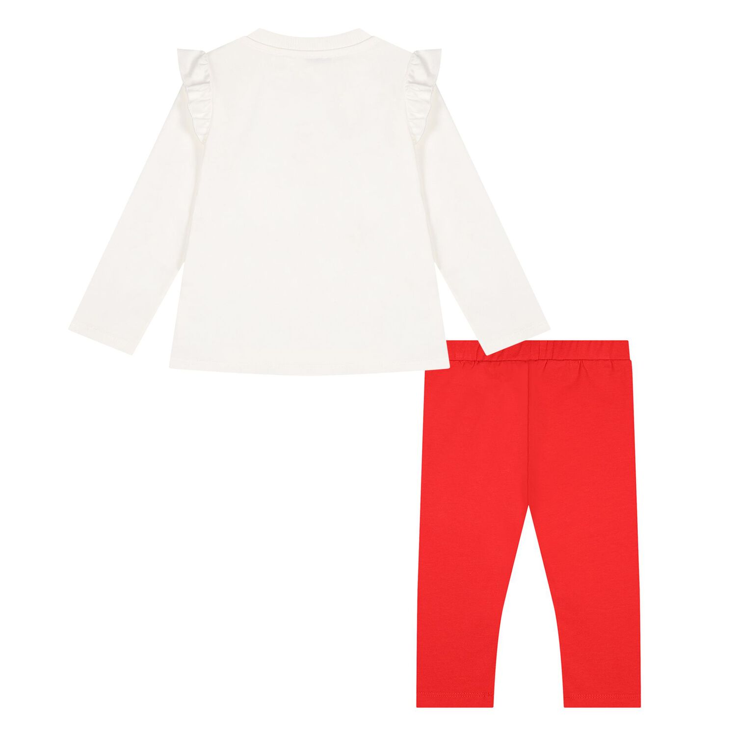 Younger Girls Ivory & Red Teddy Bear Leggings Set, 1, hi-res