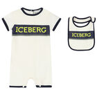 Baby Boys Ivory Logo Romper Set, 1, hi-res