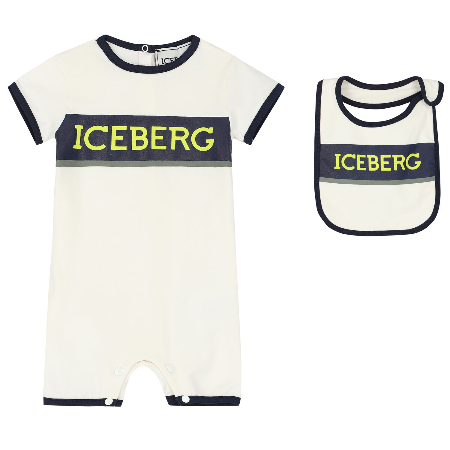 Baby Boys Ivory Logo Romper Set, 1, hi-res