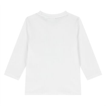 Younger Boys White Logo Long Sleeve Top