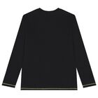 Boys Black Logo Long Sleeve Top, 2, hi-res