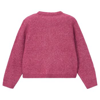 Girls Pink Bow Knitted Cardigan 