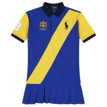 Girls Blue & Yellow Logo Dress