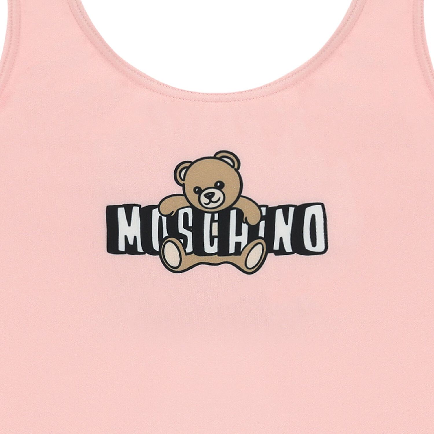 Girls Pink Teddy Bear Logo Swimsuit, 1, hi-res