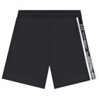 Boys Black Logo Swim Shorts, 1, hi-res