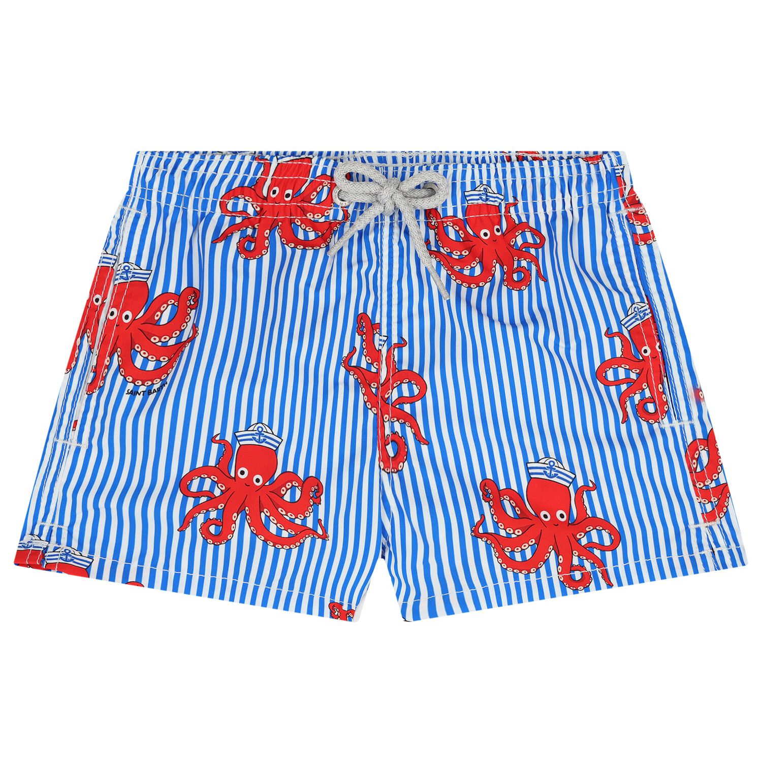 Boys Blue & White Octopus Swim Shorts, 1, hi-res