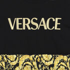 فستان بنات بالشعار باللون الاسود والذهبى, 1, hi-res