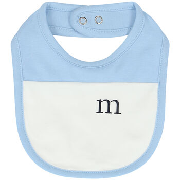 Baby Boys Blue & White Logo Bib