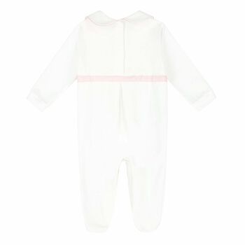 Baby Girls White & Pink Babygrow