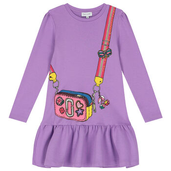 Girls Purple Logo Bag Dress