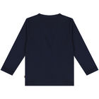 Younger Boys Navy Blue Logo Long Sleeve Top, 1, hi-res