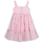 Girls Pink Floral Tulle Dress, 1, hi-res