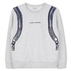 Boys Grey Logo Backpack Sweatshirt, 1, hi-res