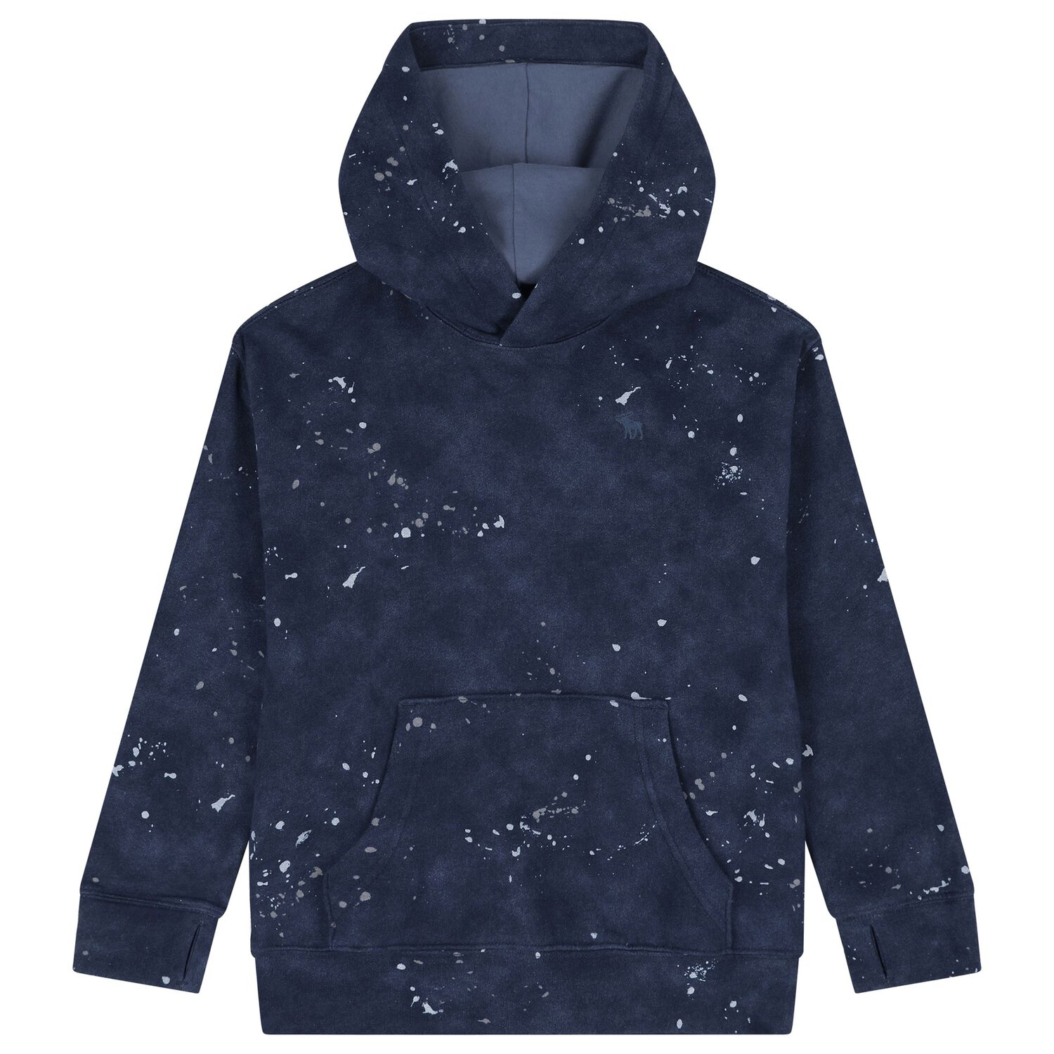 Boys Navy Blue Paint Splatter Hooded Top, 1, hi-res
