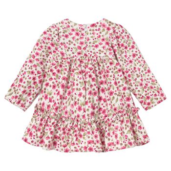 Younger Girls Ivory & Pink Floral Dress