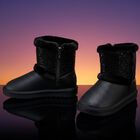 Girls Black Faux Leather Boots, 1, hi-res