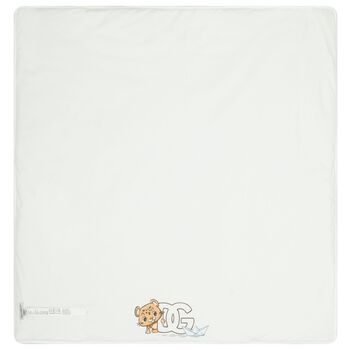 Blue & Ivory Leopard Logo Baby Blanket