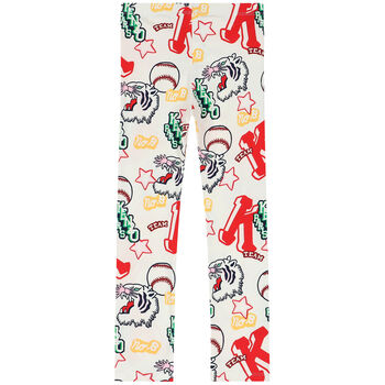Girls White Varsity Logo Leggings