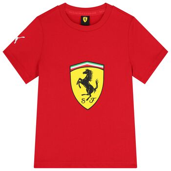 Boys Red Ferrari Logo T-Shirt