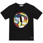 Boys Black Football T-Shirt, 1, hi-res