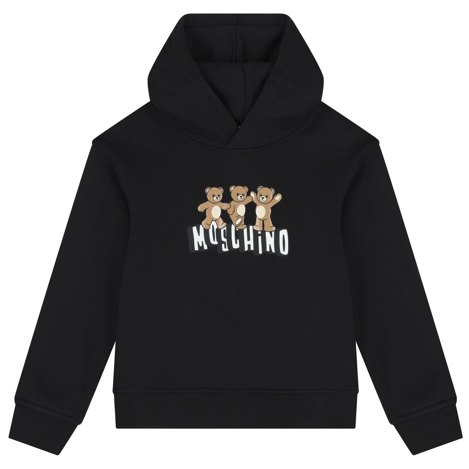Black Teddy Bear Logo Hooded Top, 2, hi-res