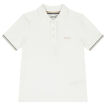 Boys White Logo Polo Shirt