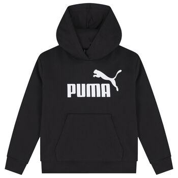 Girls Black Logo Hooded Top