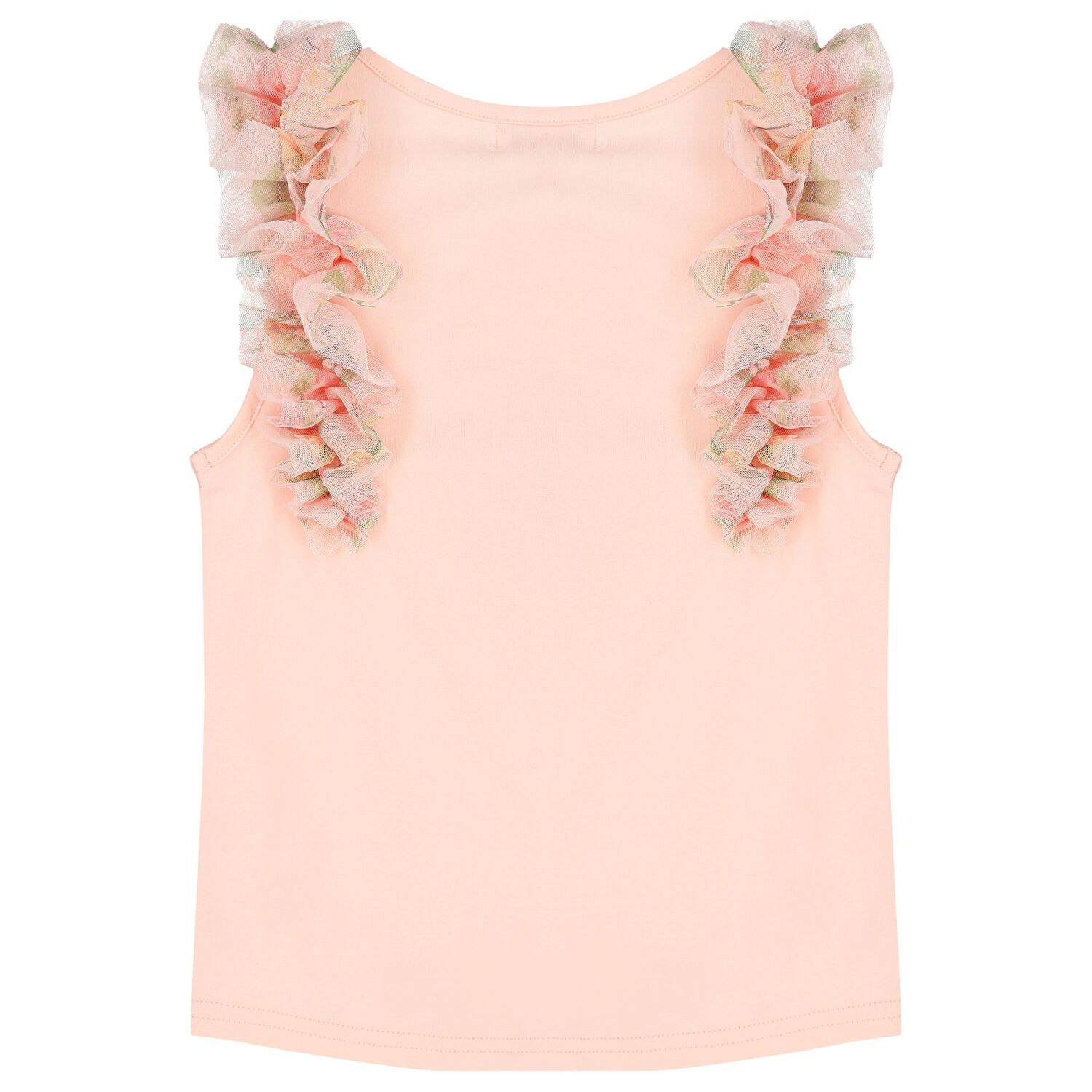 Girls Pink Ruffled Tulle Top, 1, hi-res