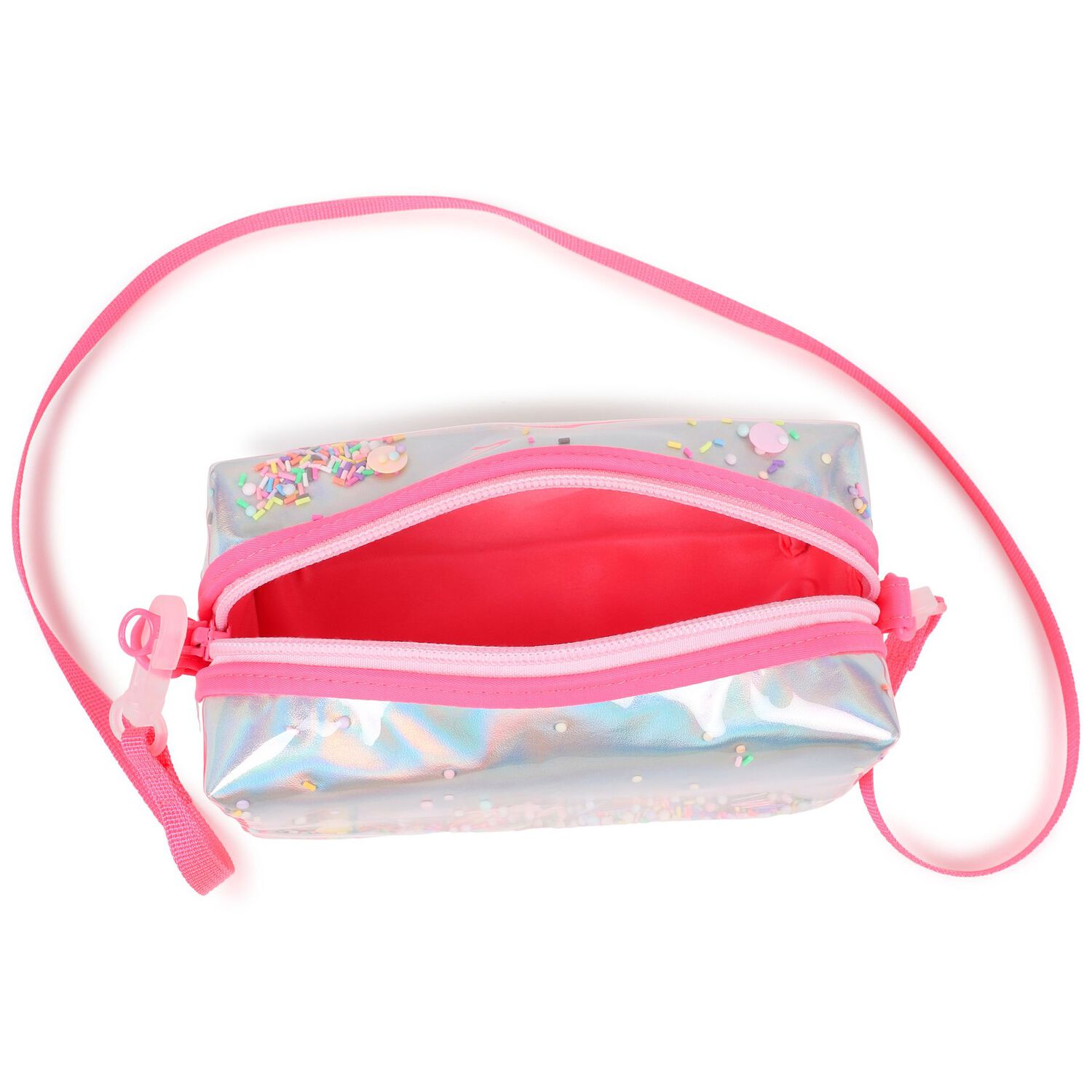 Girls Silver Iridescent Pencil Case, 1, hi-res