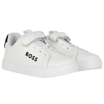 Boys White Logo Trainers