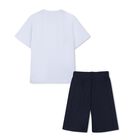 طقم شورت أزرق بشعار للأولاد, 1, hi-res