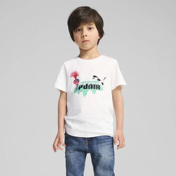 Girls White Trolls Logo T-Shirt