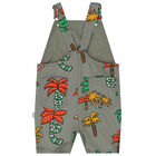 Younger Boys Khaki Chameleon & Palm Tree Dungaree, 1, hi-res