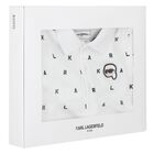 طقم شورت أولاد بالشعار باللون الأبيض والبيج, 1, hi-res