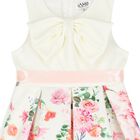 Girls White Floral Satin Dress, 1, hi-res