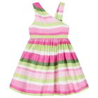 Girls Multi-Coloured Striped Dress, 2, hi-res