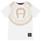 طقم شورت للاولاد بالشعار باللون الأبيض والبيج , 1, hi-res