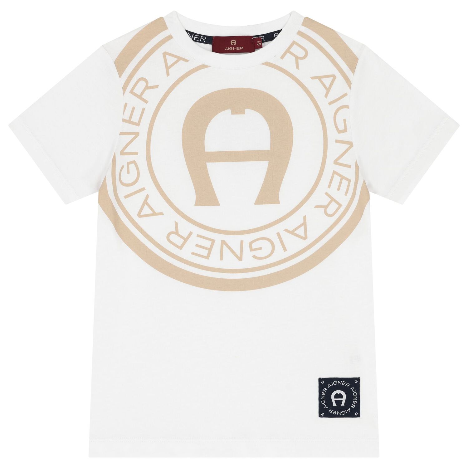 طقم شورت للاولاد بالشعار باللون الأبيض والبيج , 1, hi-res image number null