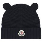 Baby Boys Navy Blue Logo Beanie Hat, 1, hi-res