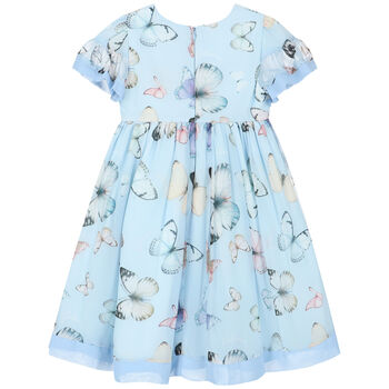 Girls Blue Butterfly Chiffon Dress